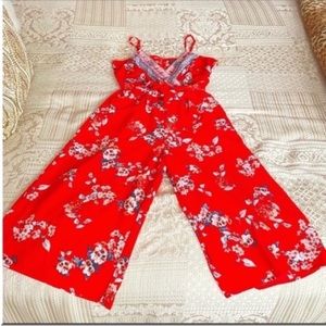 Women's Trixxi Red Floral Sleeveless Boho Jumper Size Medium